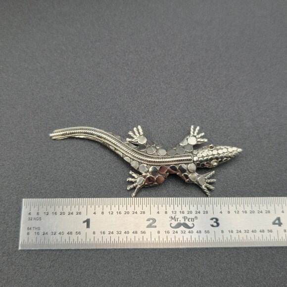 Sterling Silver Large Lizard Animal Reptile Pin Brooch B848 - Picture 6 of 7